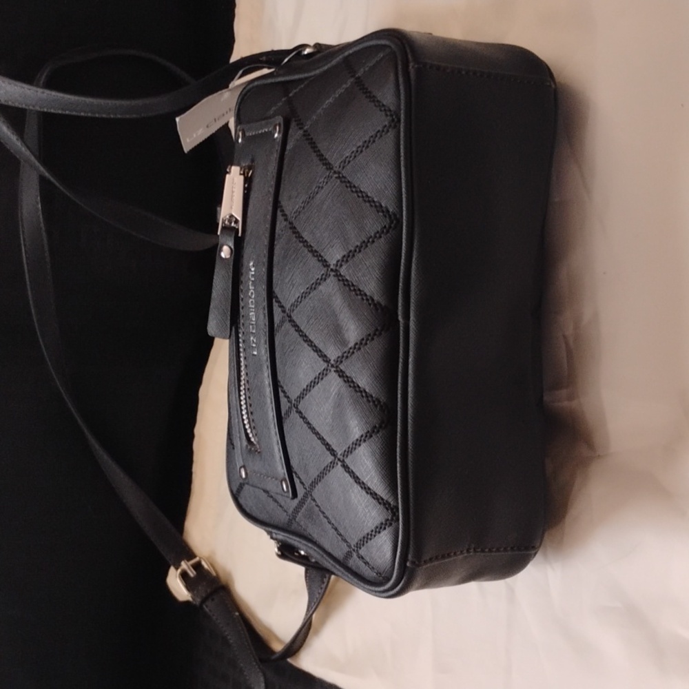 Liz Claiborne Eva Black Faux Leather Crossbody Bag/ NWT - Picture 4 of 7